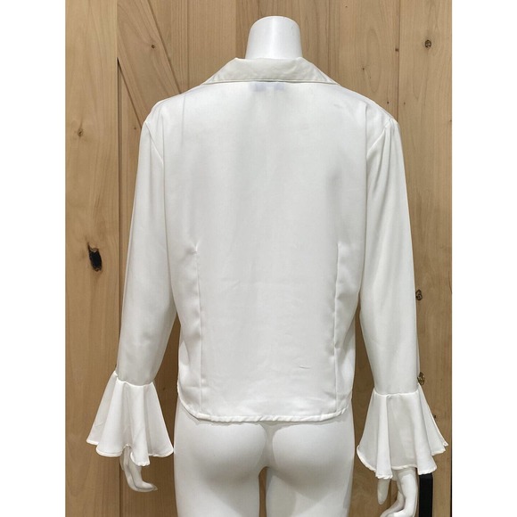 Vintage Ruffle White Blouse Top Ultra-Sexy Hippie Retro size 8 - Picture 15 of 15
